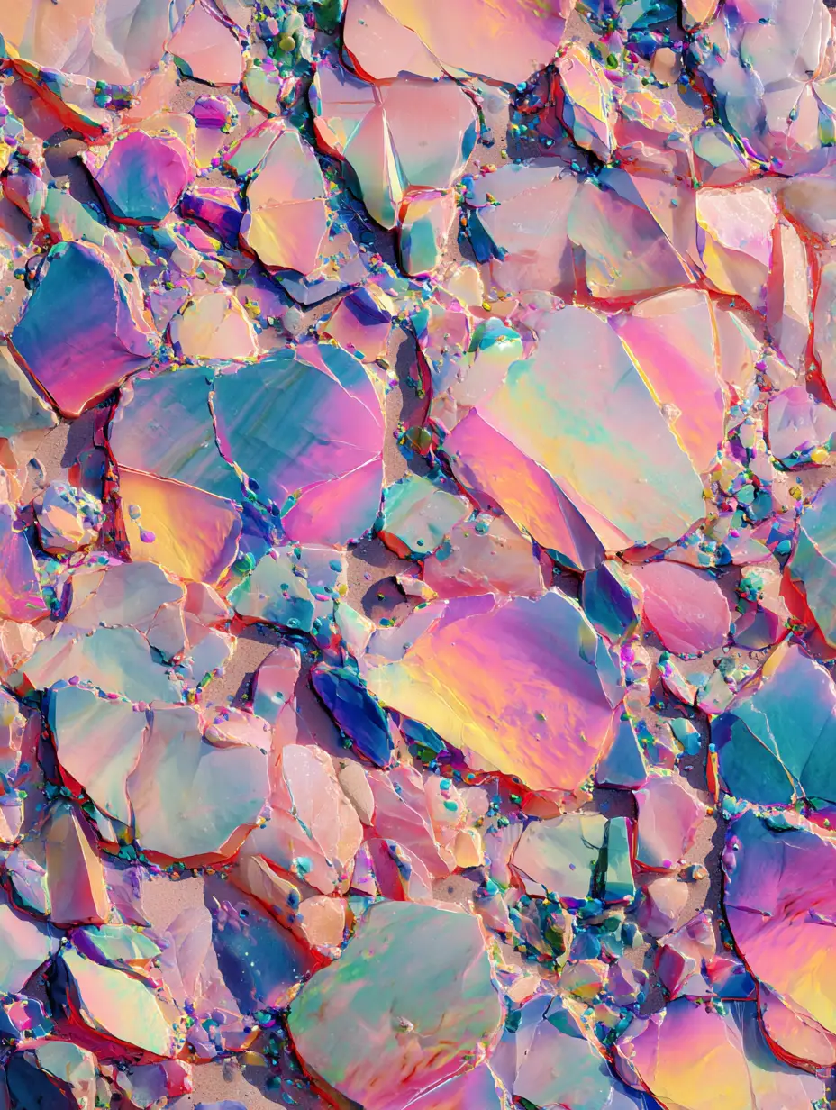 Colorful abstract shapes glowing with ethereal light