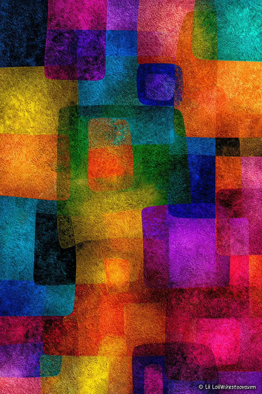 Colorful abstract shapes in a glowing centered composition