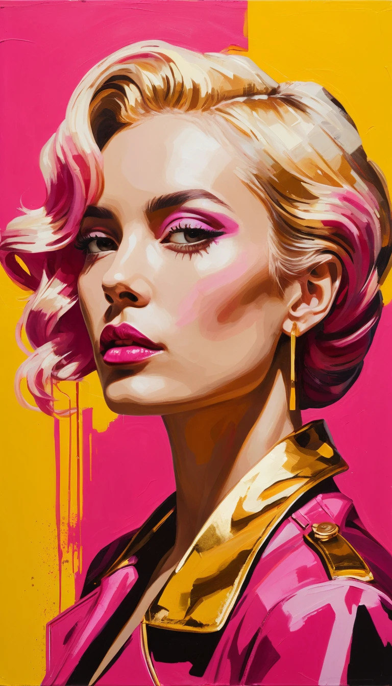 Pop-Art-Porträt einer glamourösen Frau mit goldenem Haar