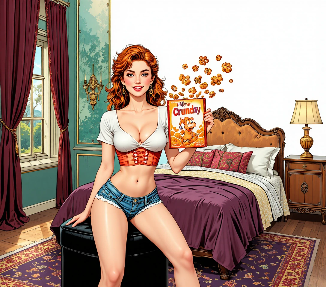 Donne pin up vintage in una lussuosa camera da letto di Natale