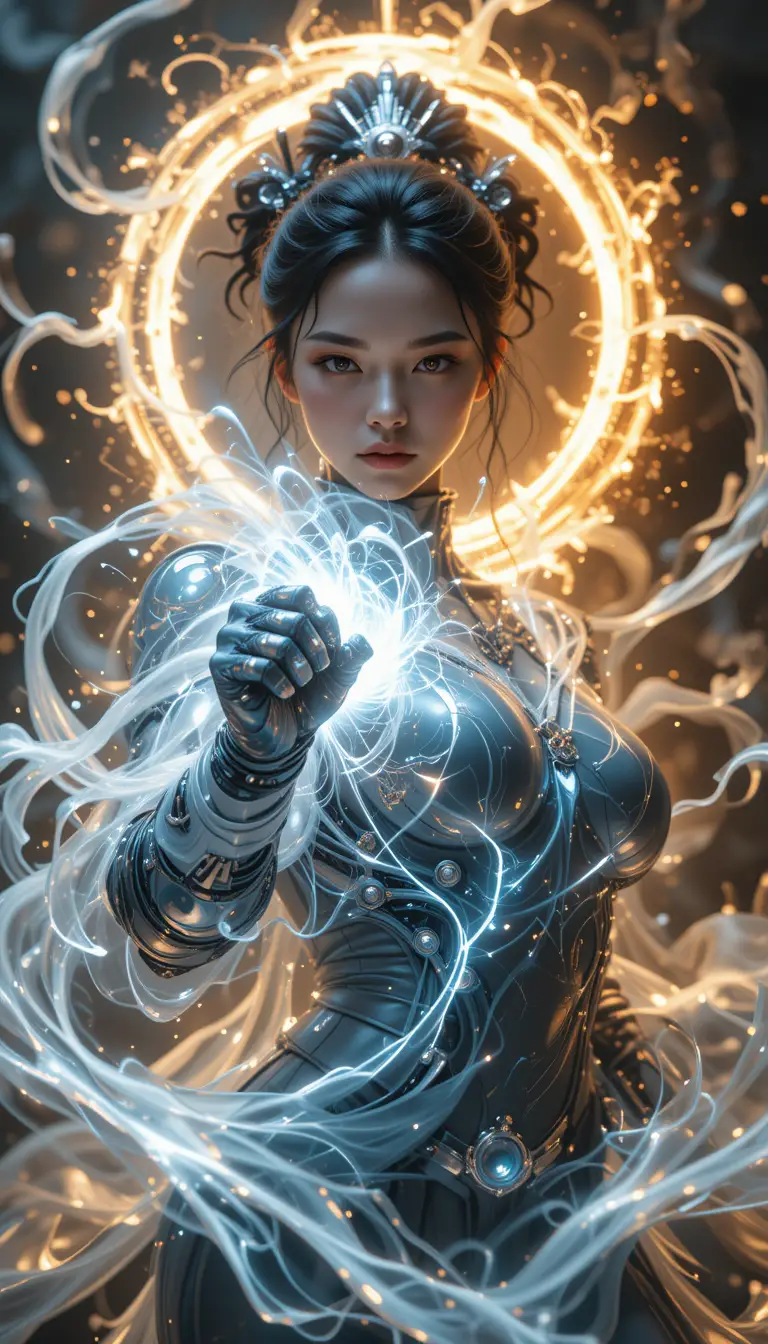 擁有發光機械拳的爆發力女神