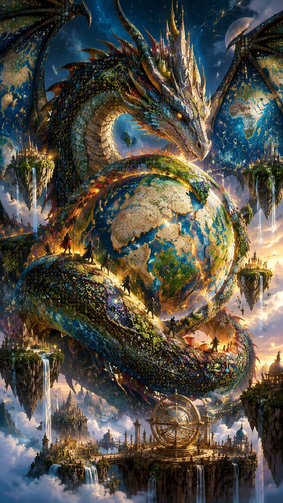 守護漂浮破碎地圖星球的遠古巨龍