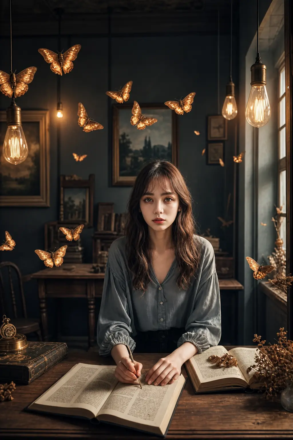 Editorial full body portrait of a well lit woman