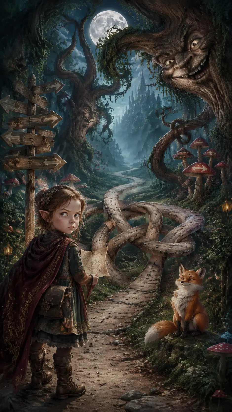 魔幻森林小徑上的小精靈旅人