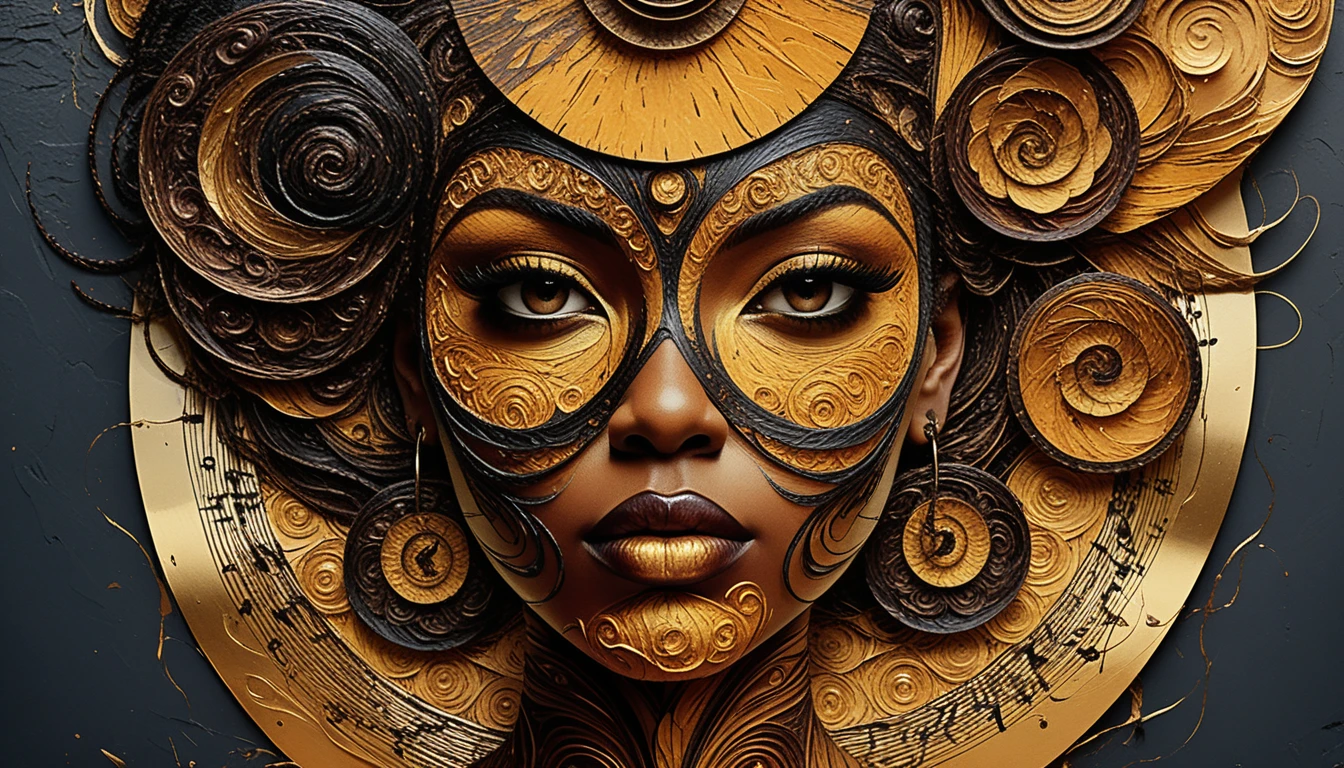 Retrato surreal afrocentrista de uma mulher negra em close
