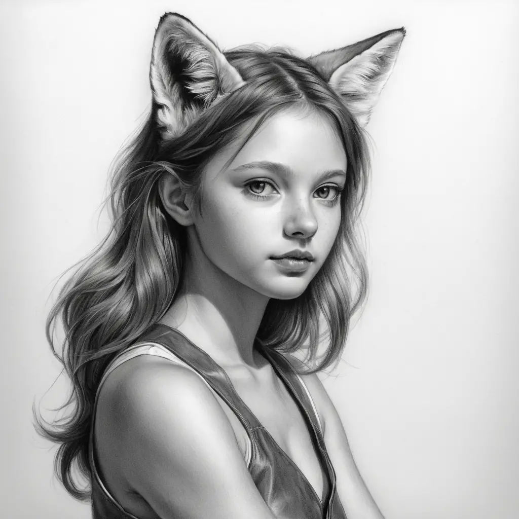 Jeune fille espiègle aux oreilles de renard se retournant par-dessus son épaule
