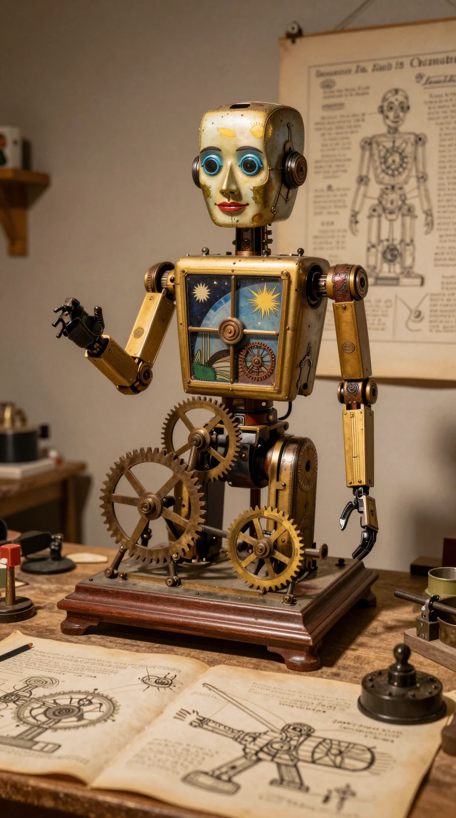 輝く星屑から歯車を作る古代の真鍮オートマトン