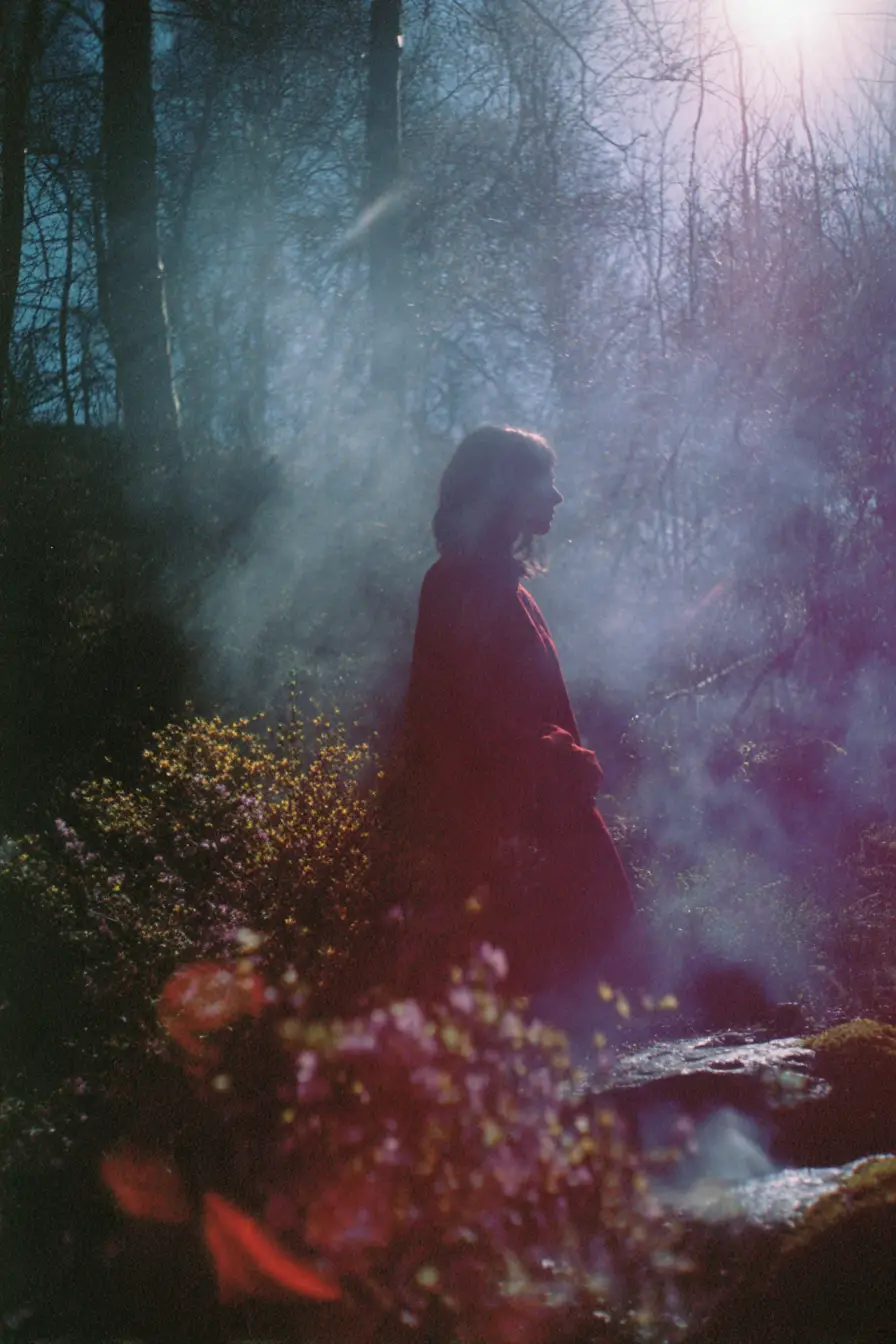 Dreamlike fairy standing in a mystical forest of the soul