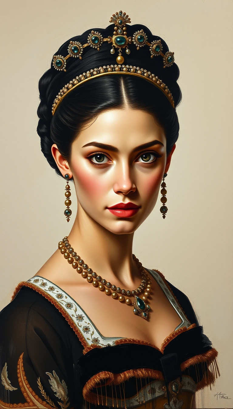 Retrato de nobre sassânida com expressão serena e amorosa