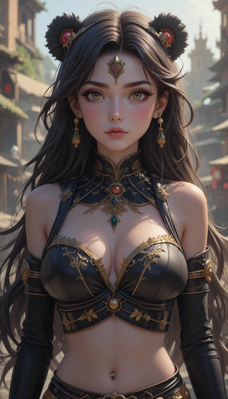 Joven chica pandawa de anime en un mundo de fantasía místico