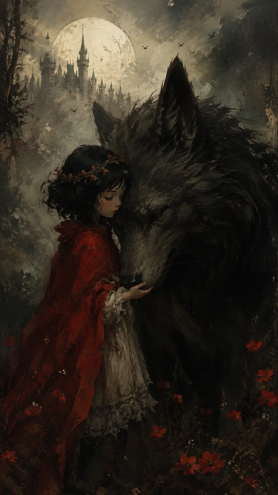 Stimmungsvolle Storybook-Illustration mit dramatischer Gegenlicht-Atmosphäre