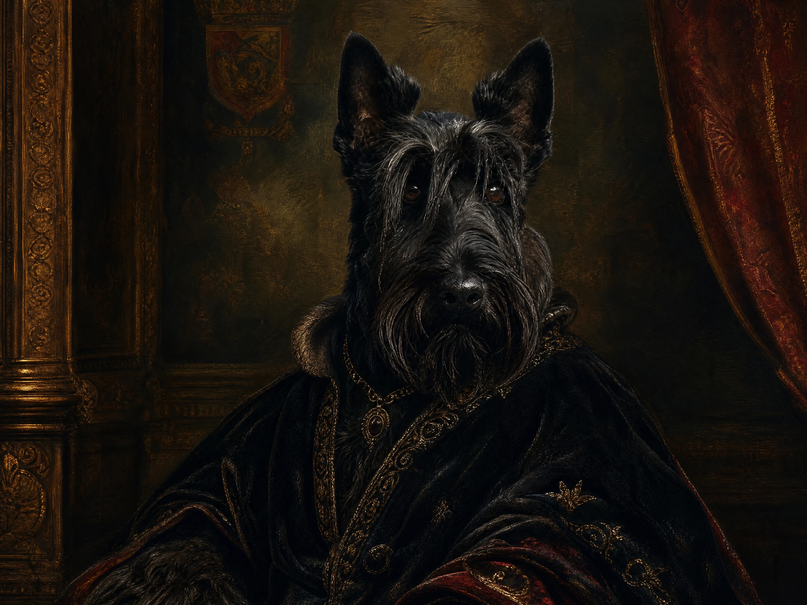Terrier Escocês Régio em Nobre Retrato ao Estilo Renascentista