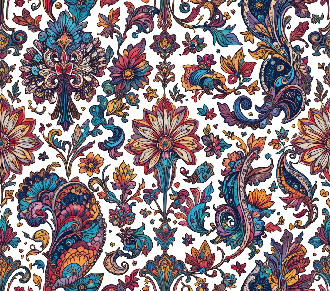 Aufwendiges mehrfarbiges Paisley-Muster für luxuriöses Textildesign