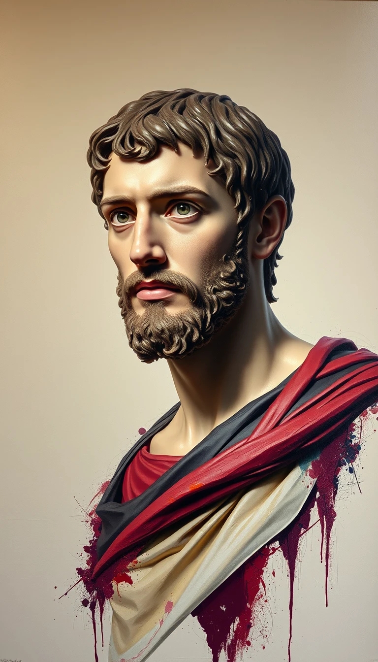 Busto de jovem patrício romano em pintura de impasto expressiva