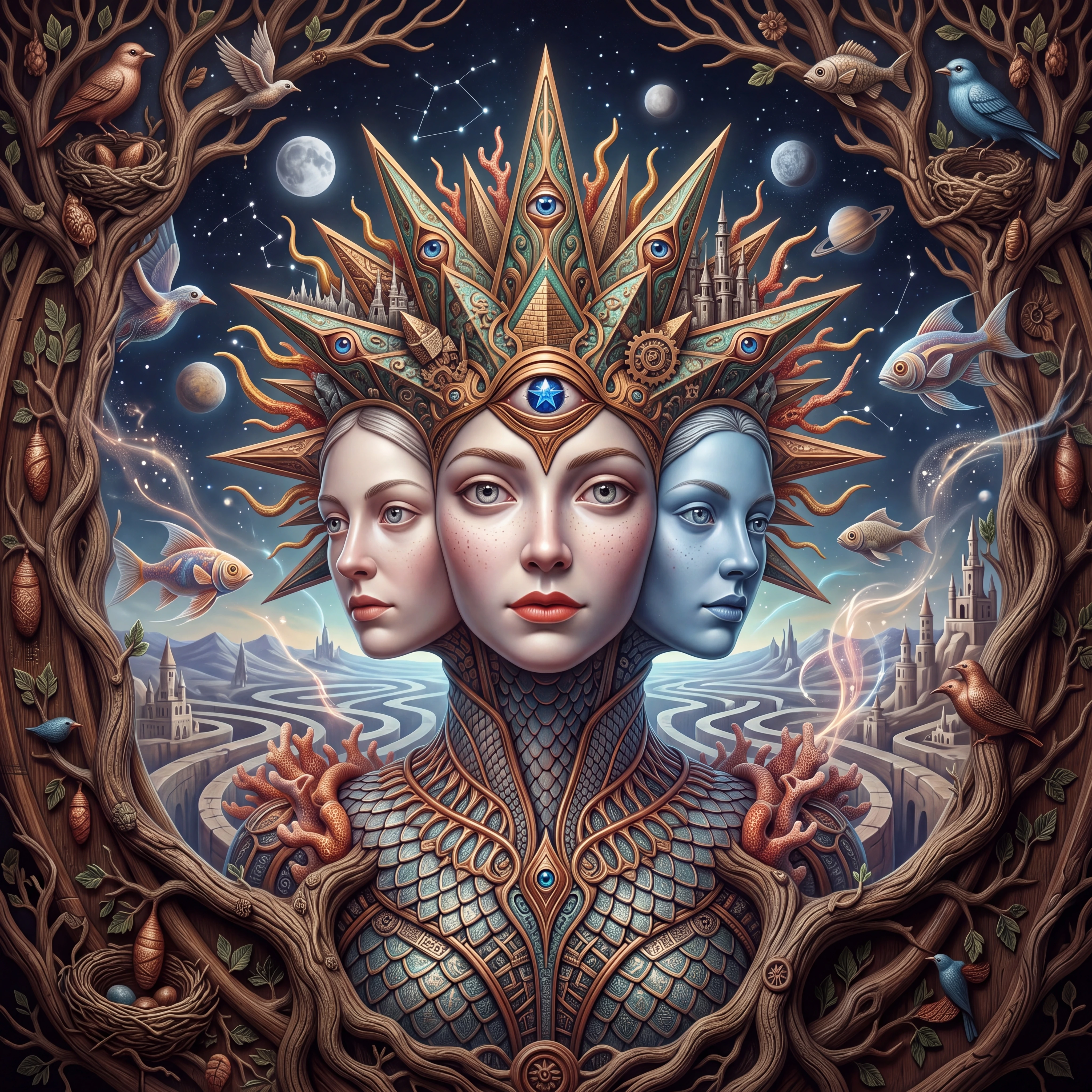 超現實夢幻幻覺氛圍的 3D 肖像