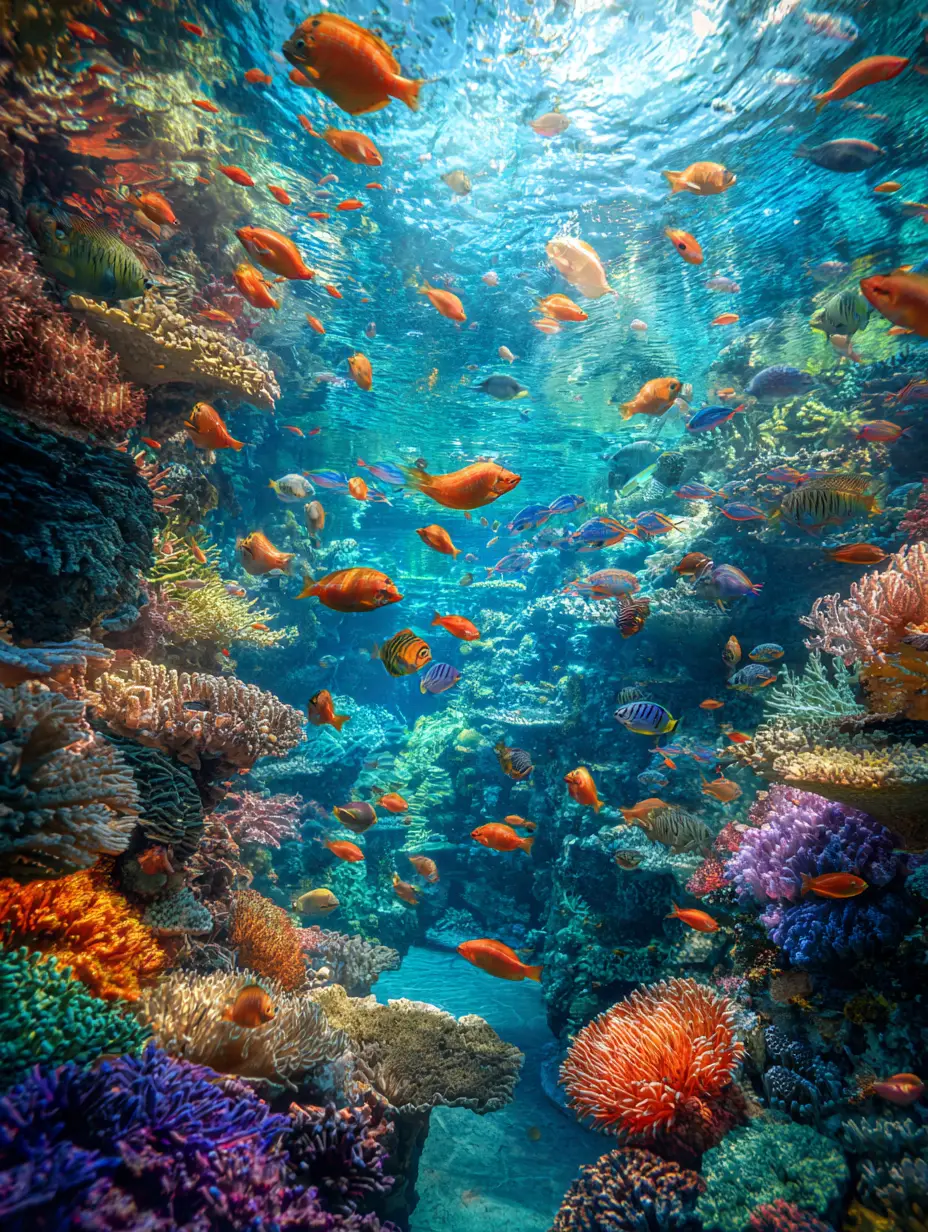 Vie marine exotique et colorée dans une scène sous-marine luxuriante