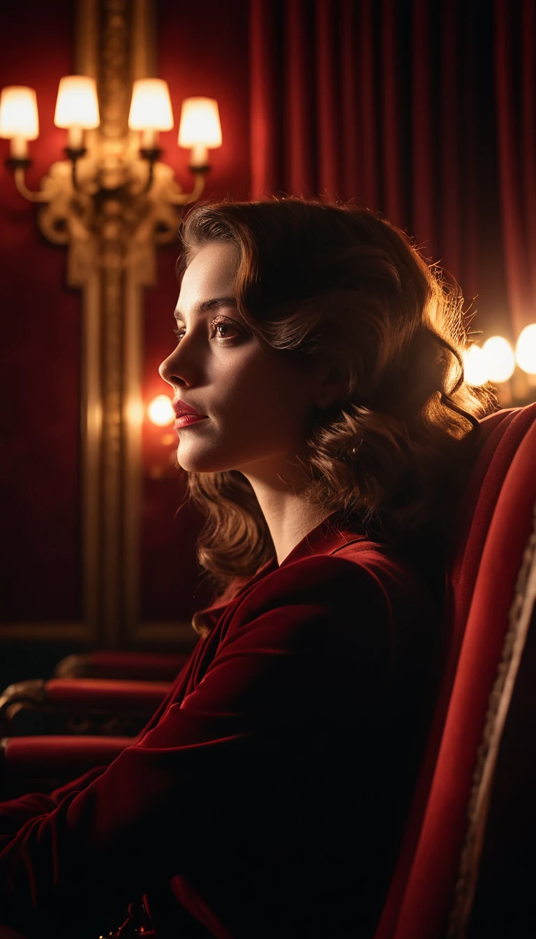 Jovem mulher de perfil em uma luz teatral dramática