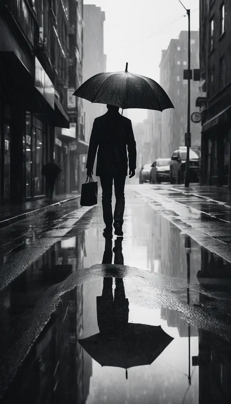 Double exposure hand silhouette with lonely city street scene