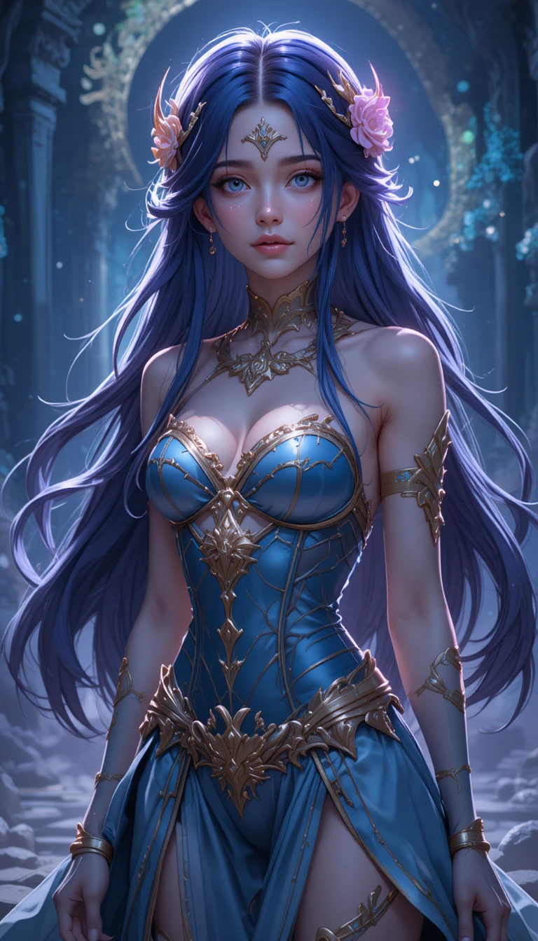 Jovem garota de anime de fantasia, filha de uma deusa da cura