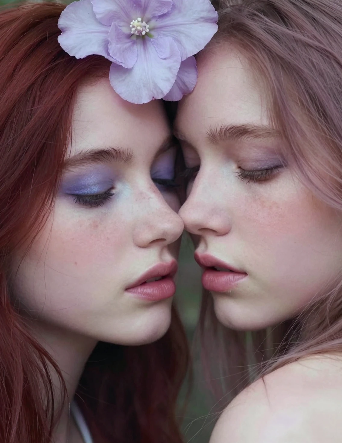 Close íntimo de duas garotas com cabelo em tons pastéis