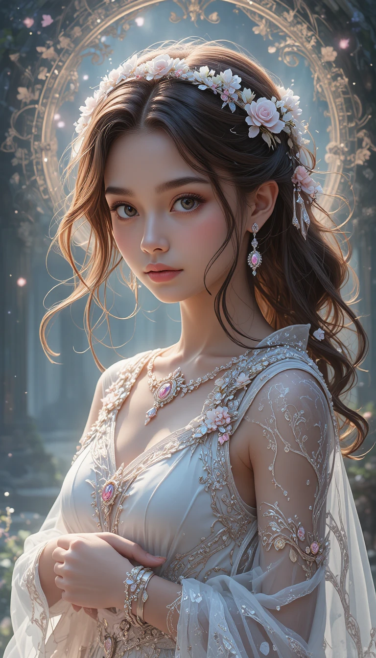 Jeune soigneuse d’anime à la peau foncée avec des ailes et une couronne de fleurs
