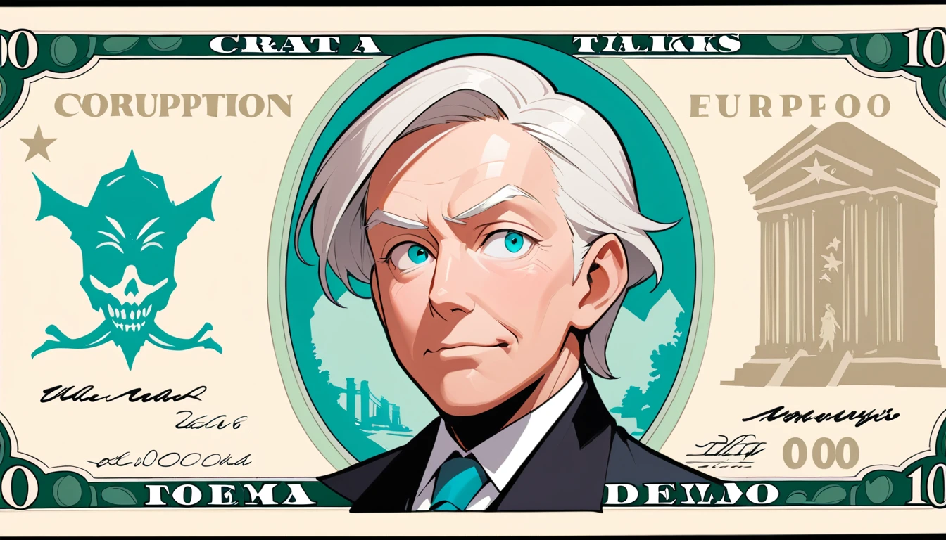 A Euro-style 666 banknote featuring Donald Trump and homeless people
