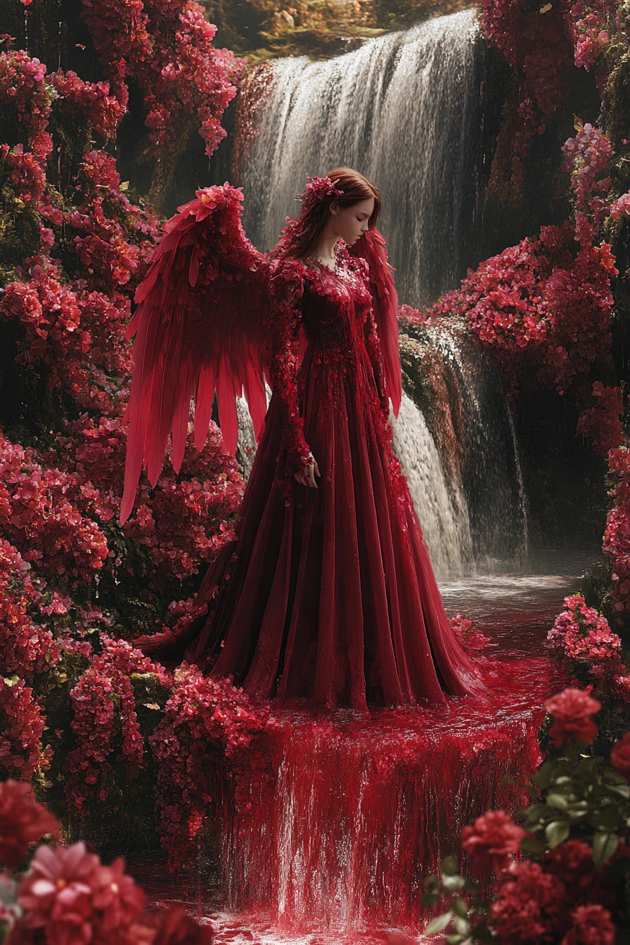 Um anjo em meio à melancolia, retratado com efeito de dithering
