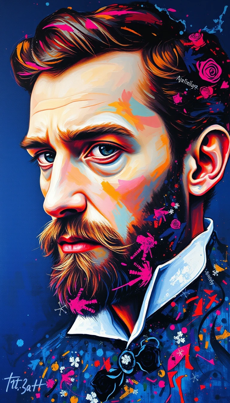 Um francês com um chapéu dos anos 1880 retratado em impasto vibrante