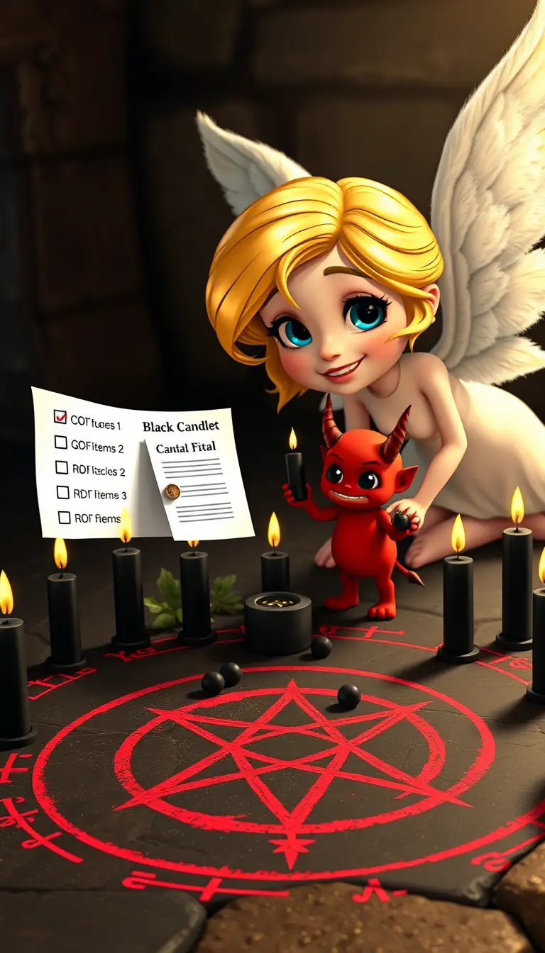 Un ange blond dispose soigneusement des bougies autour d’un cercle rituel