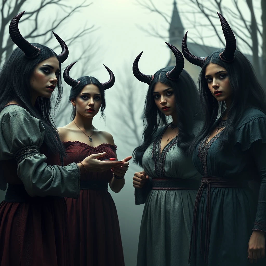 Uma mulher que adora o diabo envia as quatro sobrinhas para atrair homens