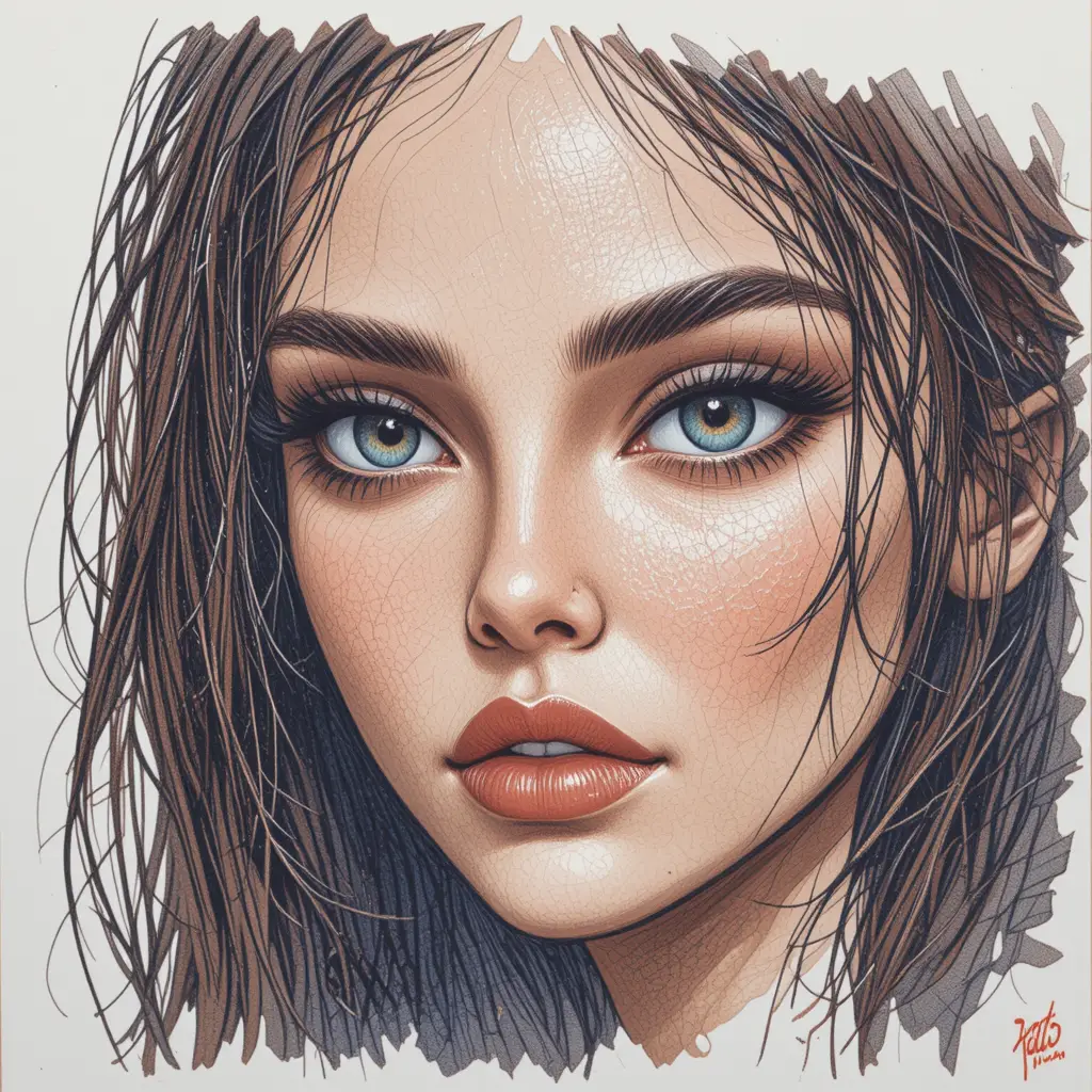 Un croquis aux crayons de couleur aux contours nets et aux ombrages naturels