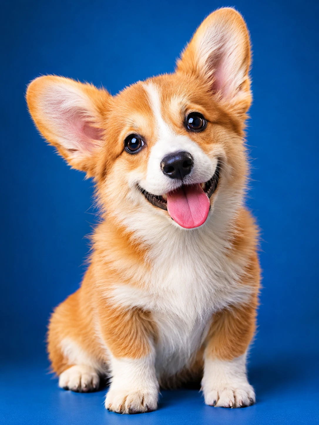 Um cachorrinho feliz em um retrato dramático de estúdio