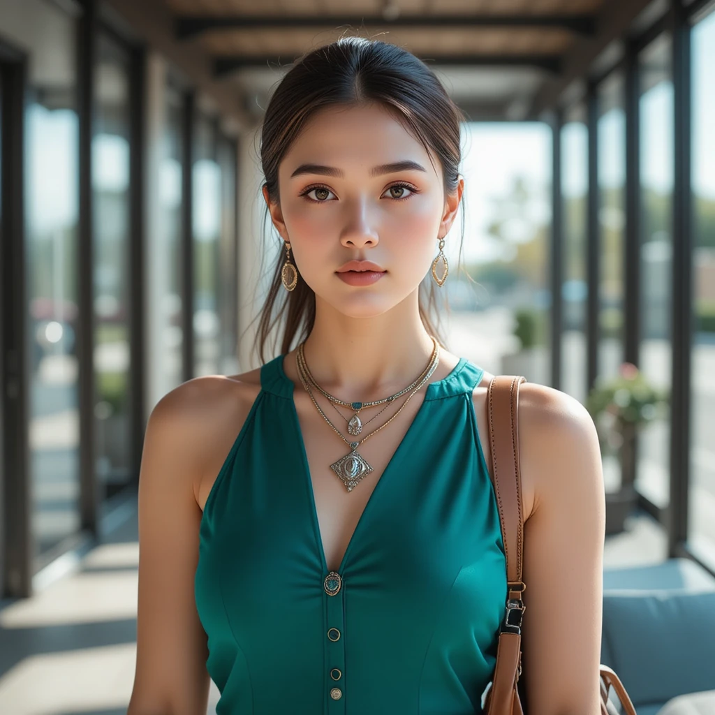 Uma mulher adulta em uma foto espontânea tirada com smartphone
