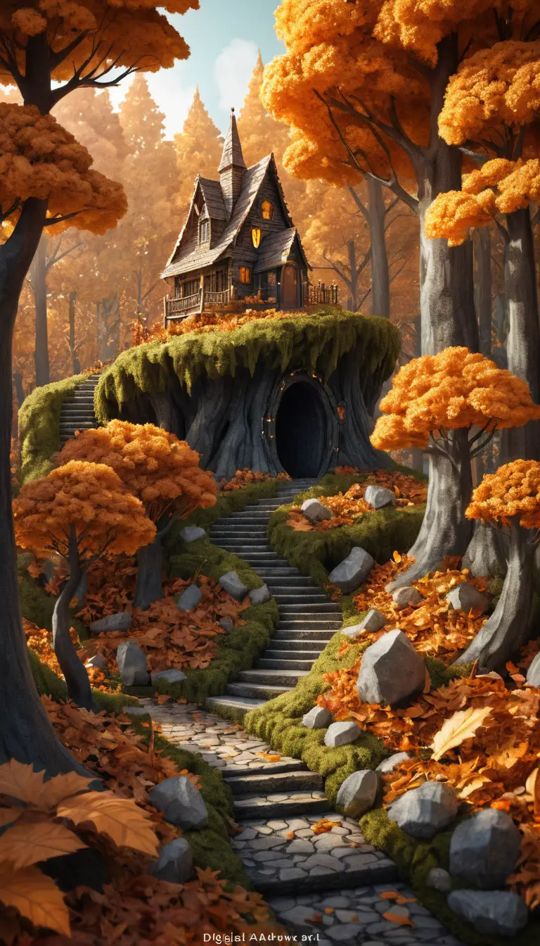 Esboços de uma floresta de strass para uma exposição de diorama em miniatura com tema de outono
