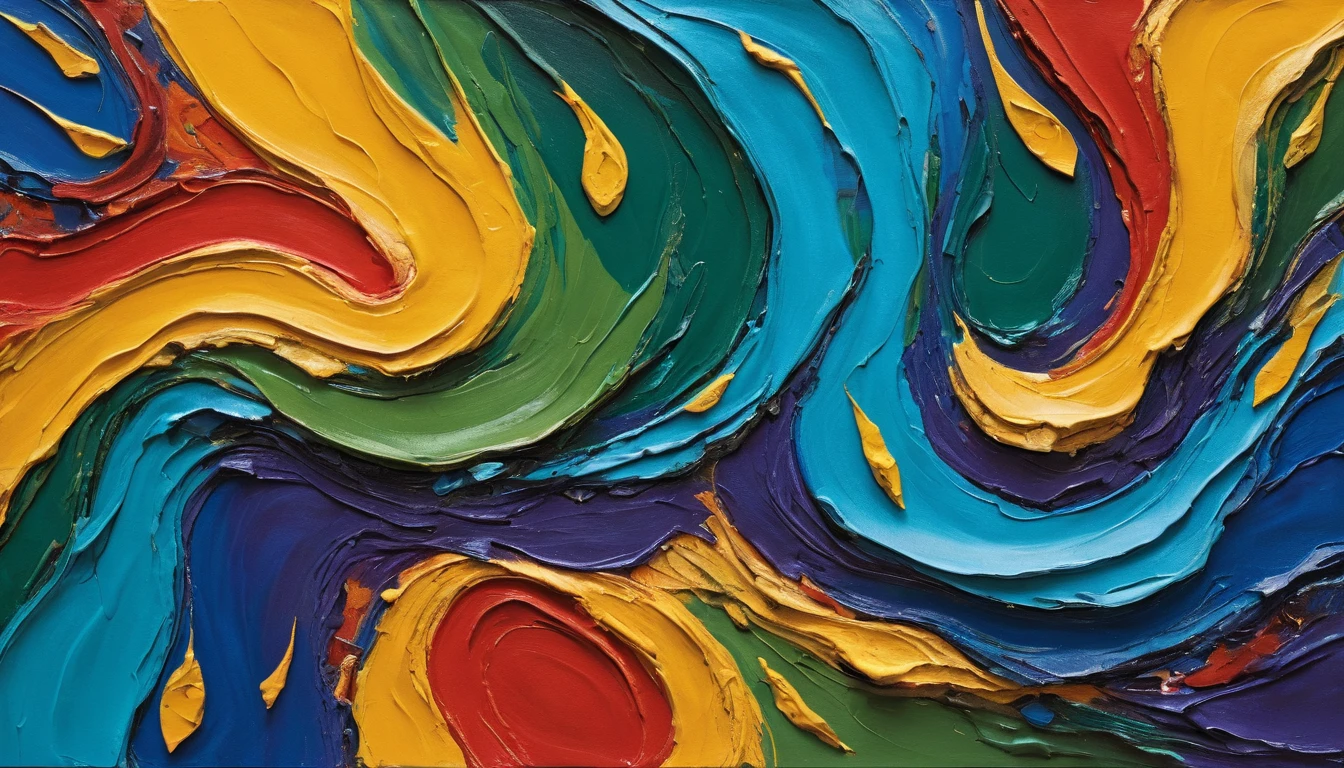 Vivid Paint Swirls Build A Textured Abstract Composition Across The Canvas