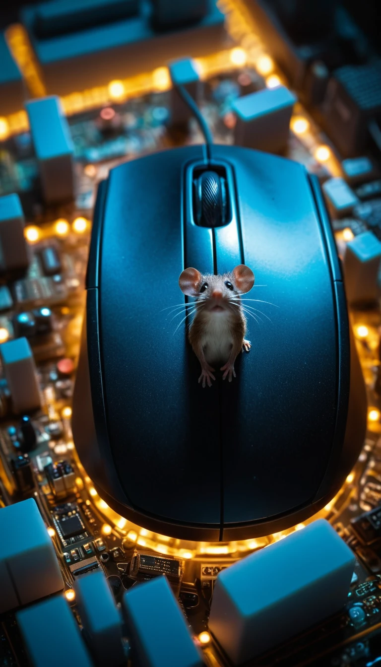 Un minuscule bureau informatique caché dans une souris géante