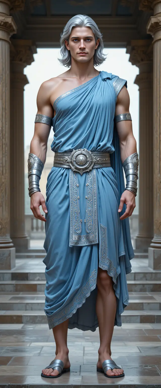 Aeolus stands before the Palace of the Four Winds