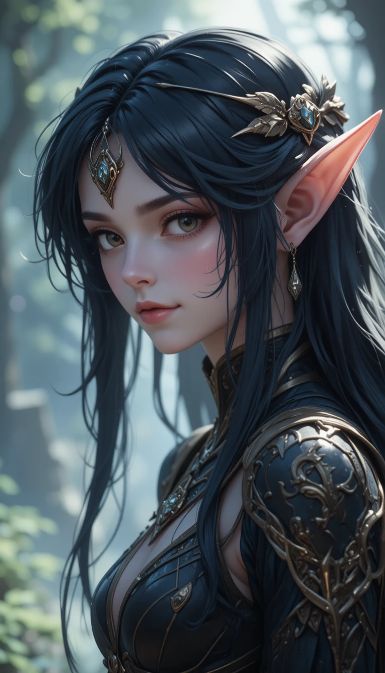 Uma mulher de anime de 31 anos com ascendência de elfa negra e múmia