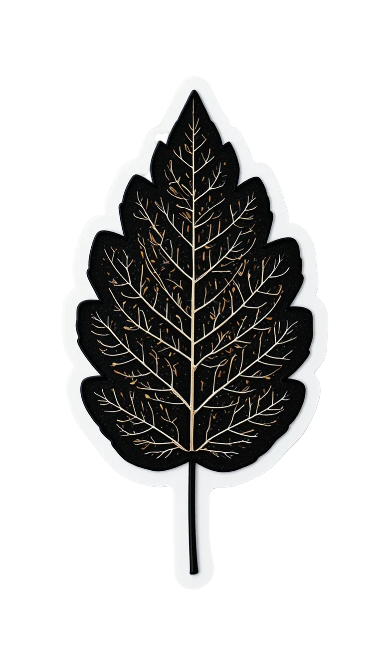 Un autocollant de feuille d’automne avec une épaisse bordure blanche découpée