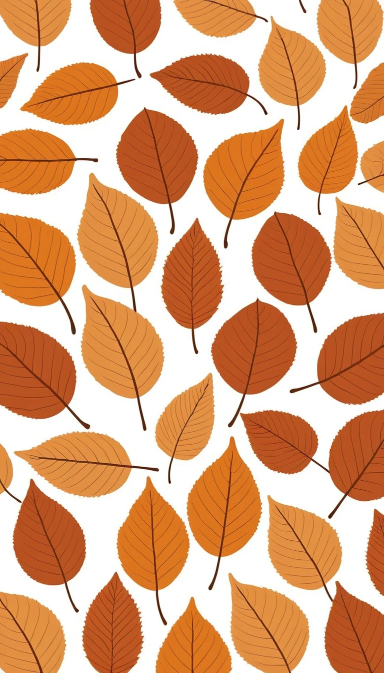 Sixteen autumn leaves form a warm amber and rust sticker grid