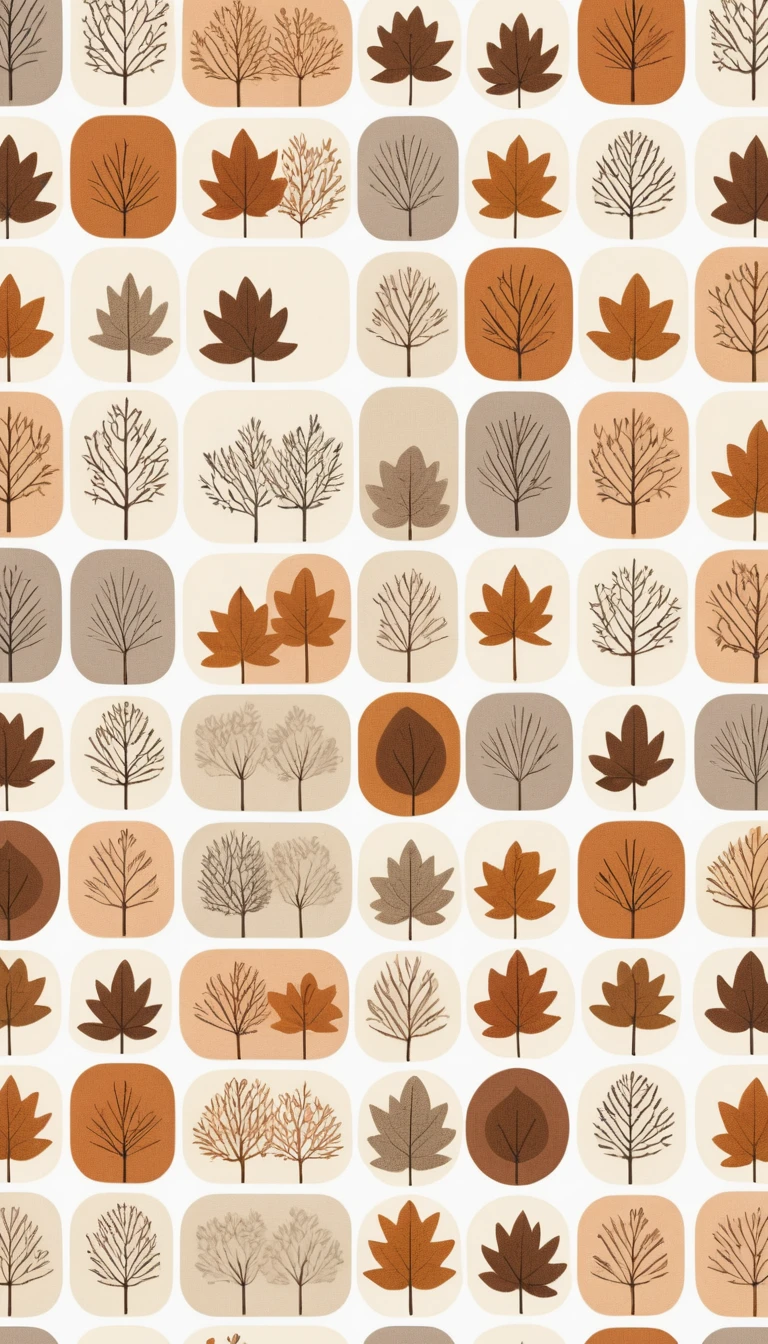 Sixteen identical autumn stickers arranged in a clean white grid