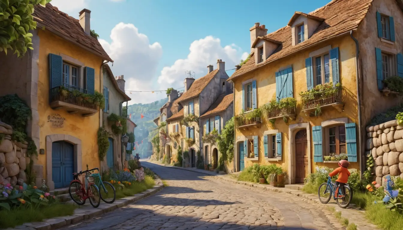 Personnages en argile le long d'une route de village pendant le Tour de France
