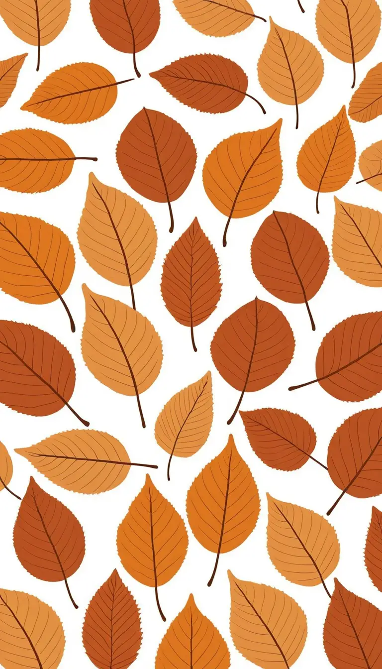 Seize feuilles d'automne composent une grille d'autocollants aux tons chauds d'ambre et de rouille