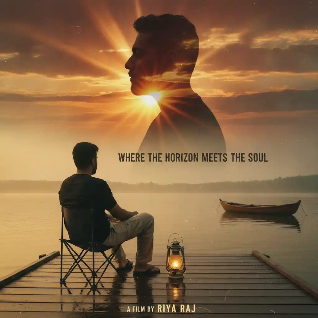 La silhouette du portrait d’un homme d’Asie du Sud se fond dans un ciel dramatique au coucher du soleil
