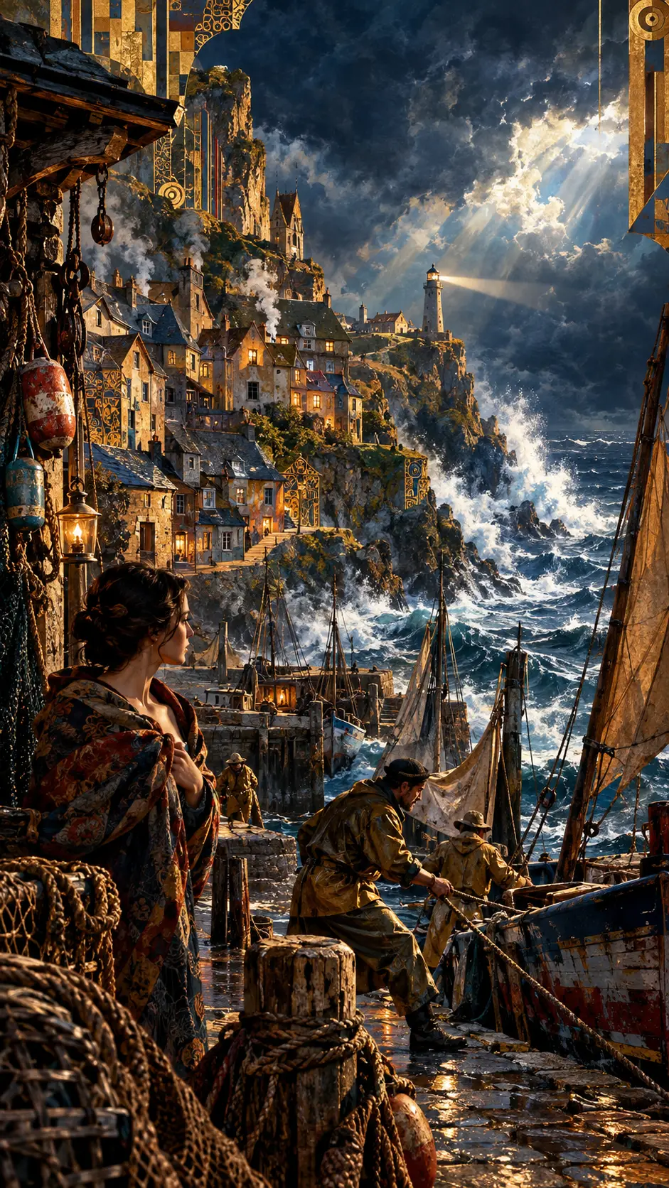 A rustic fishing village faces the fury of a stormy sea
