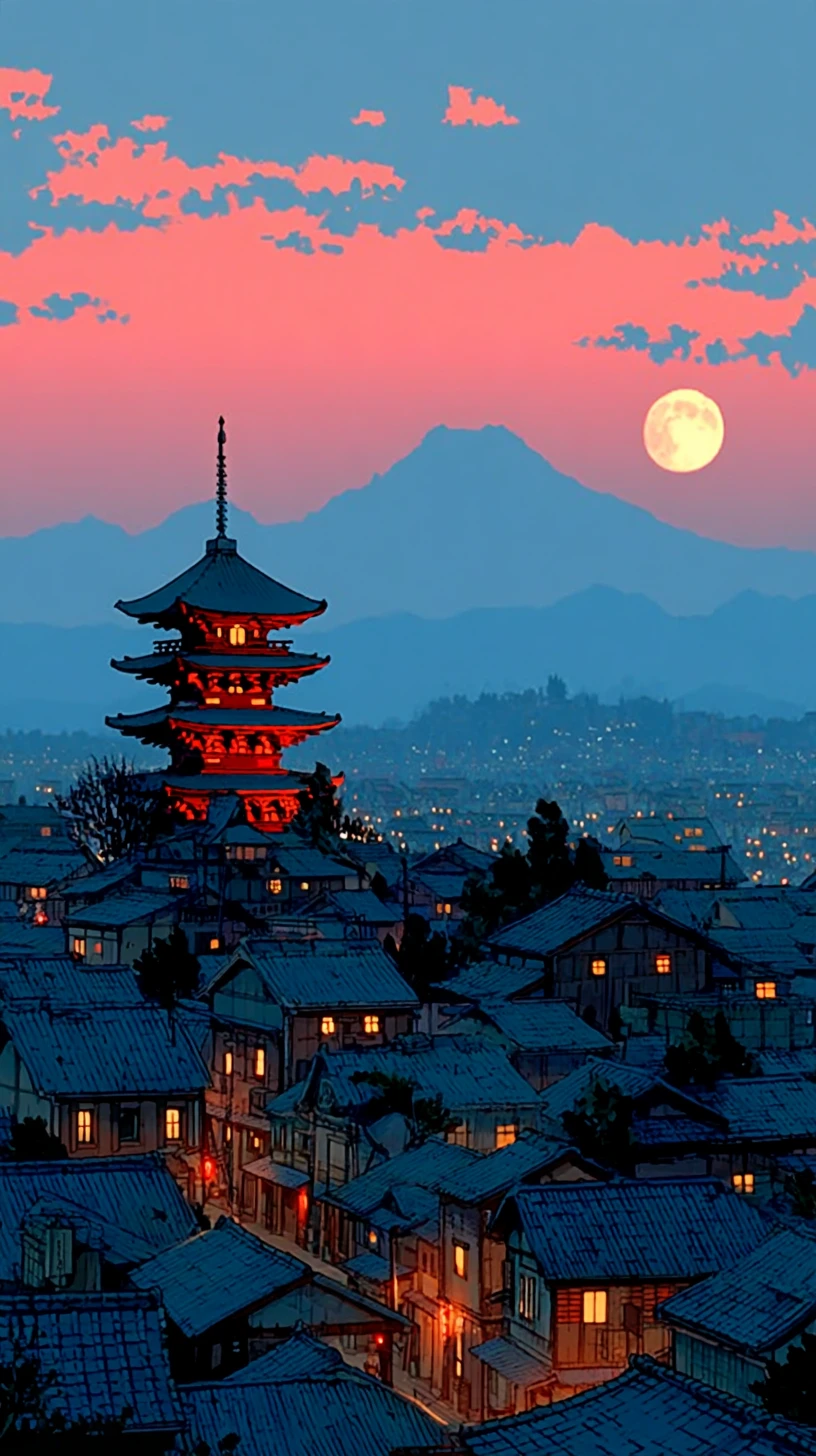 A retro Japanese anime wallpaper featuring classic cel shading