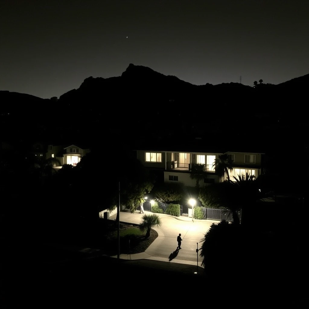 Casas tranquilas de Hollywood escondidas nas profundezas do Benedict Canyon à noite