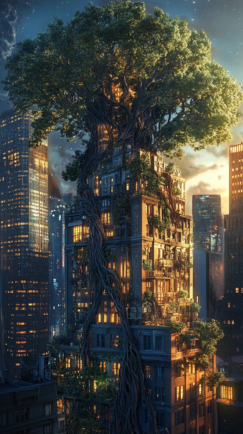 Um jardim urbano escondido floresce no topo de um arranha-céu art déco
