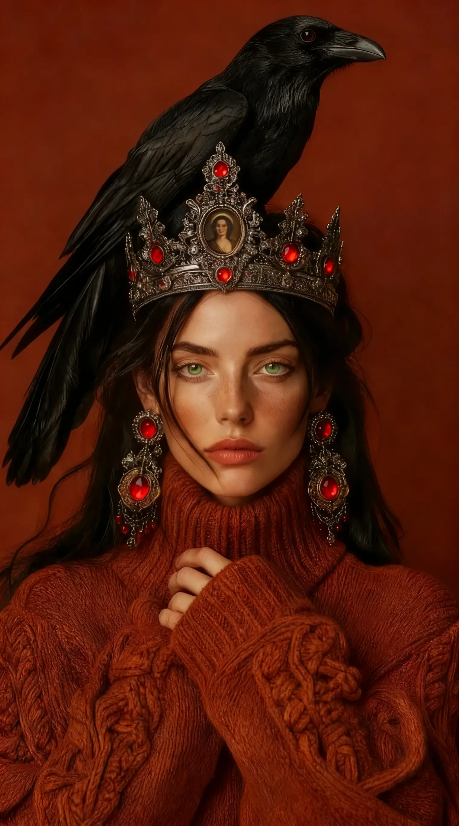 Une couronne ornée de pierres précieuses d’un rouge éclatant