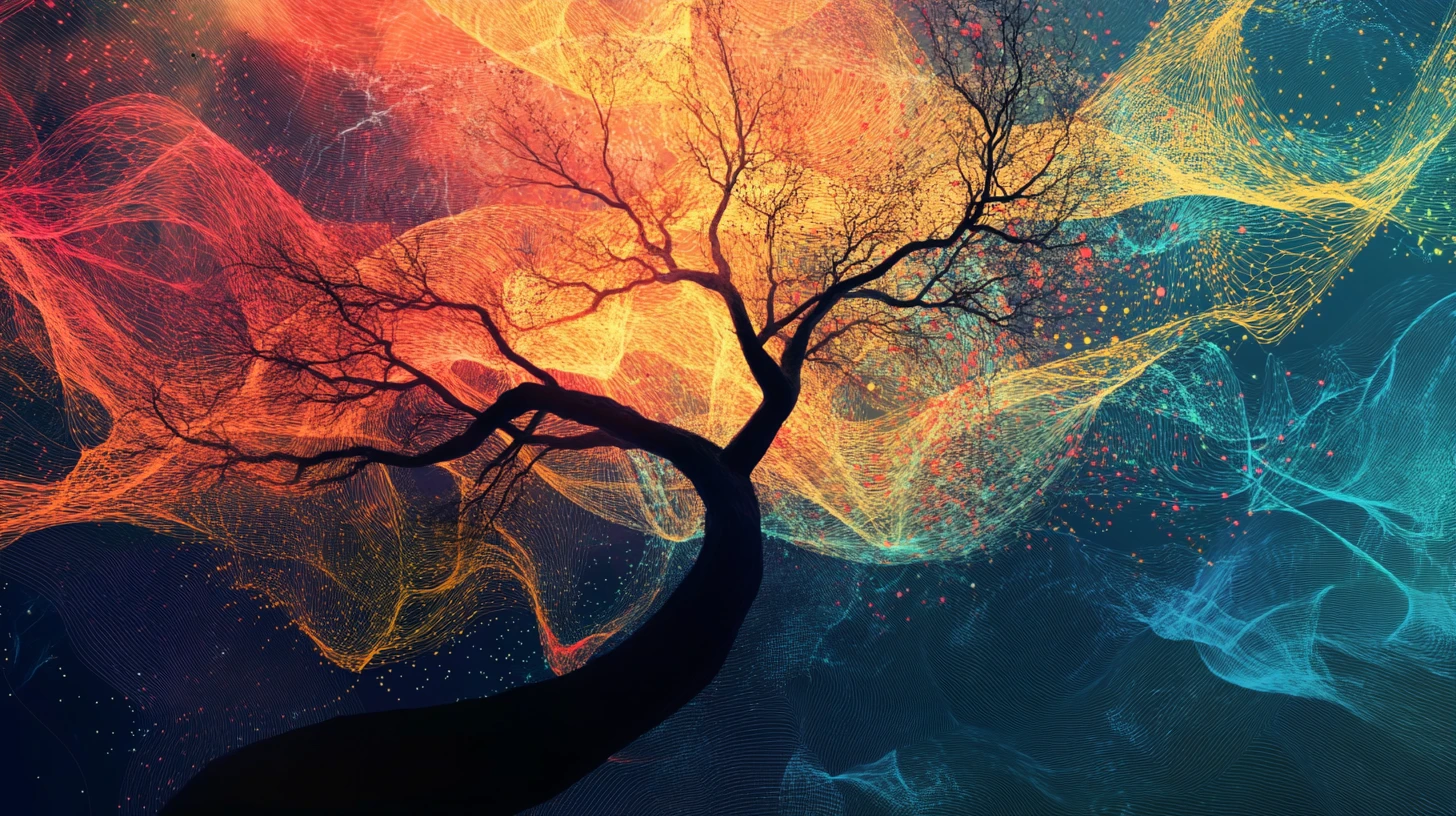 Data cells transform into flower petals in an inventive visual language